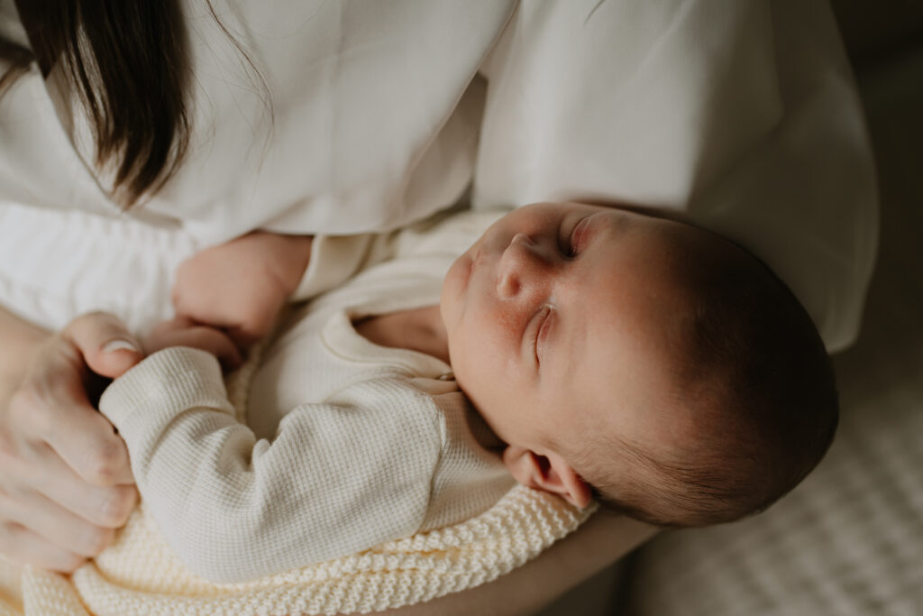 Sleeping Newborn Baby at In Home Newborn Photoshoot