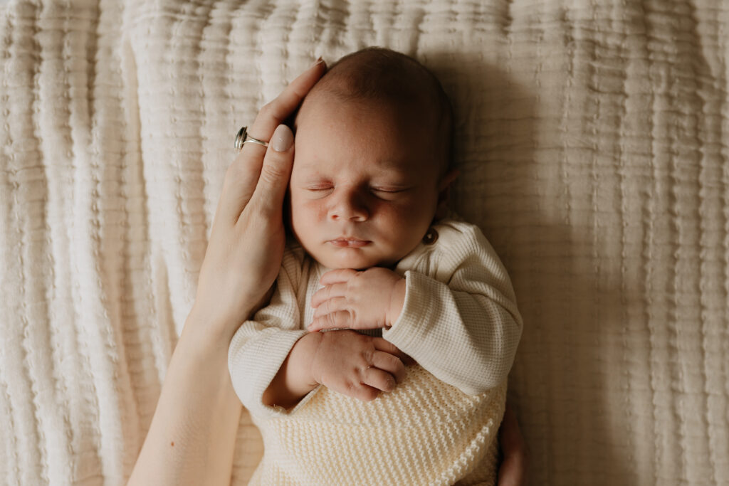 Sleeping Newborn Baby at In Home Newborn Photoshoot