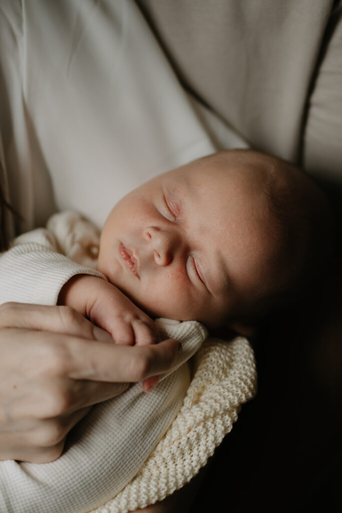 Sleeping Newborn Baby at In Home Newborn Photoshoot