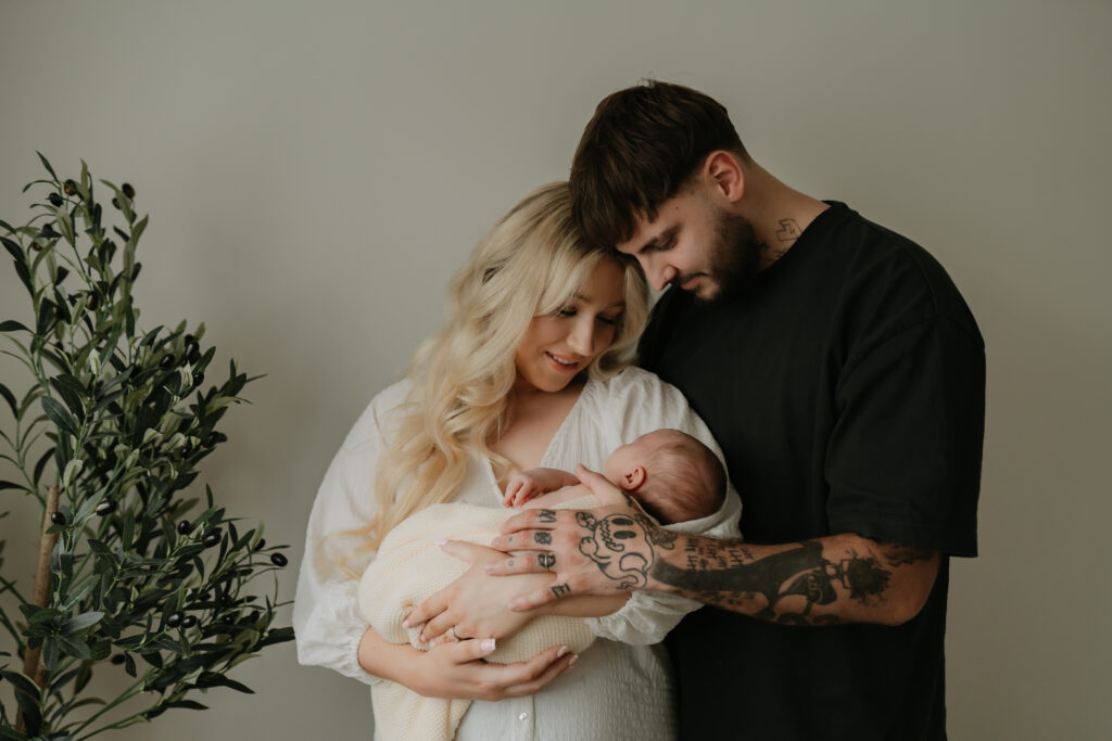 Worcester newborn photographer with family in studio