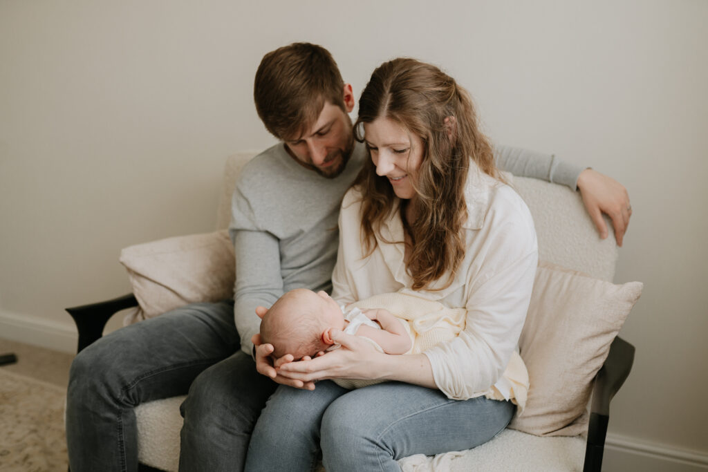 Worcester newborn photographer with family in studio