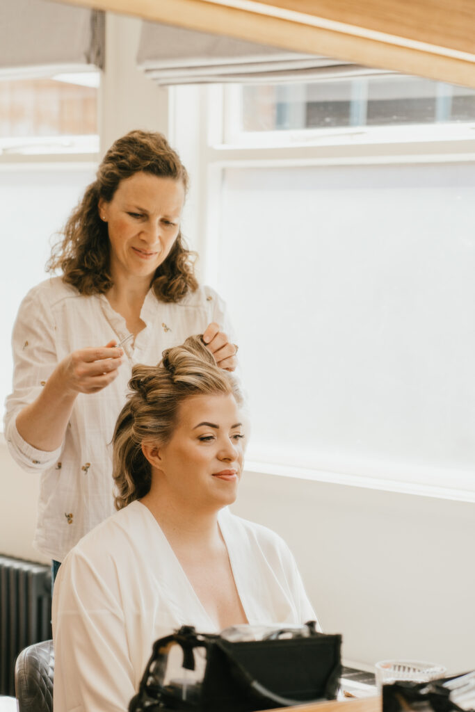 Bridal Prep at Bredenbury Court Barns Wedding