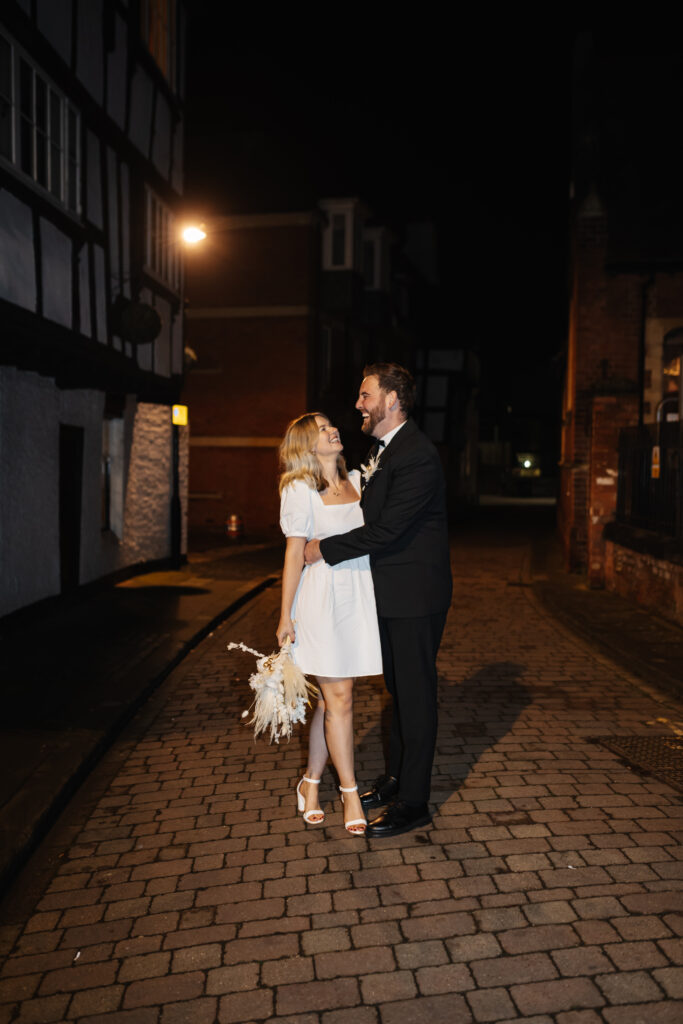 Worcester Wedding Evening Couple Portraits at All Bar One