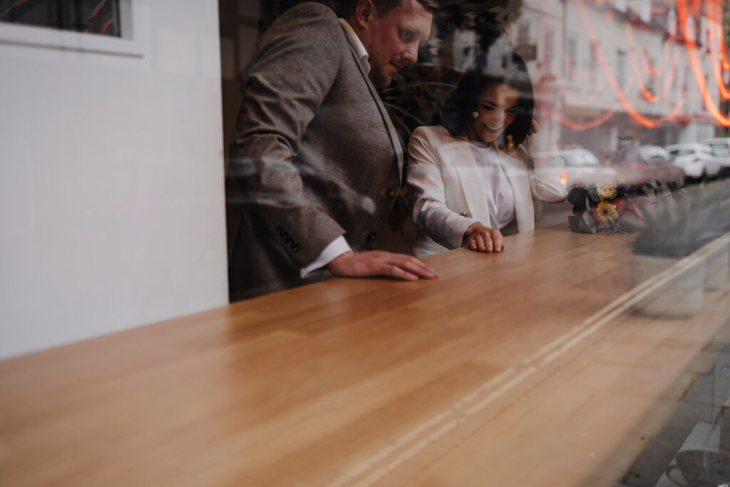 Worcester Wedding Couple Portraits at the Shambles at The Guilt Trip Cafe