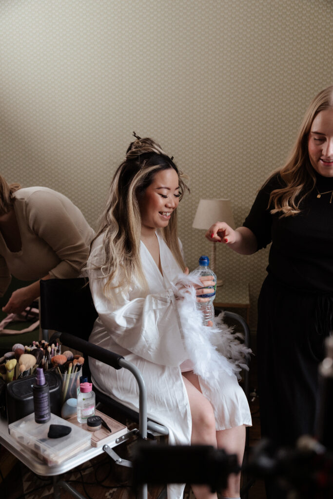 Elcott Park wedding photography with bridal prep in main suite