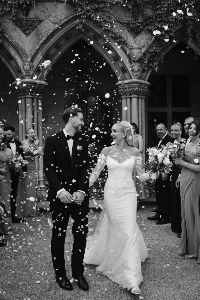 Confetti photos at manor by the Lake