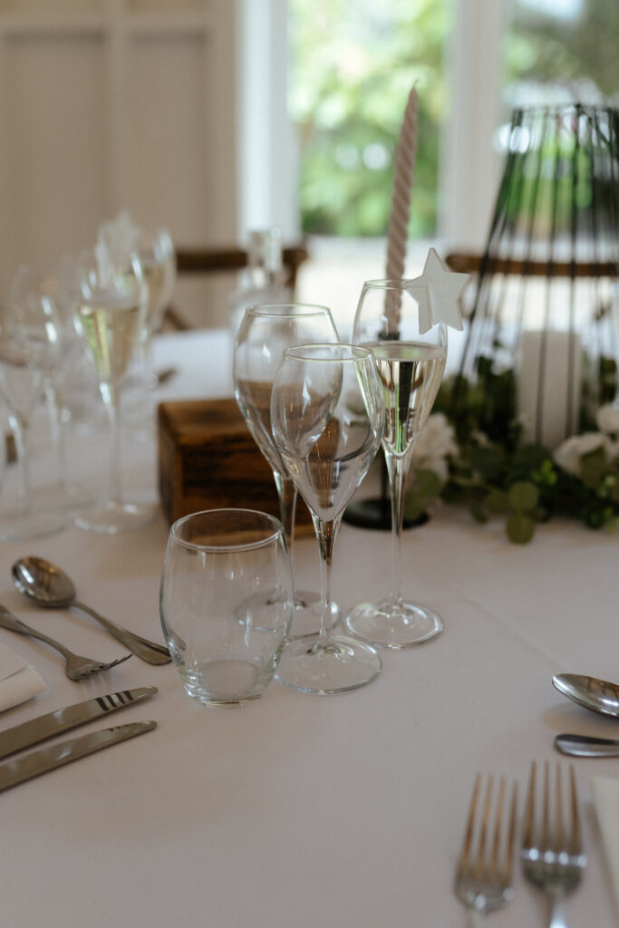The Barn wedding reception space at hyde house by Cotswolds wedding photographer