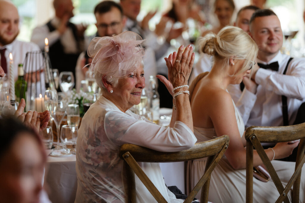 The Barn wedding reception space at hyde house by Cotswolds wedding photographer