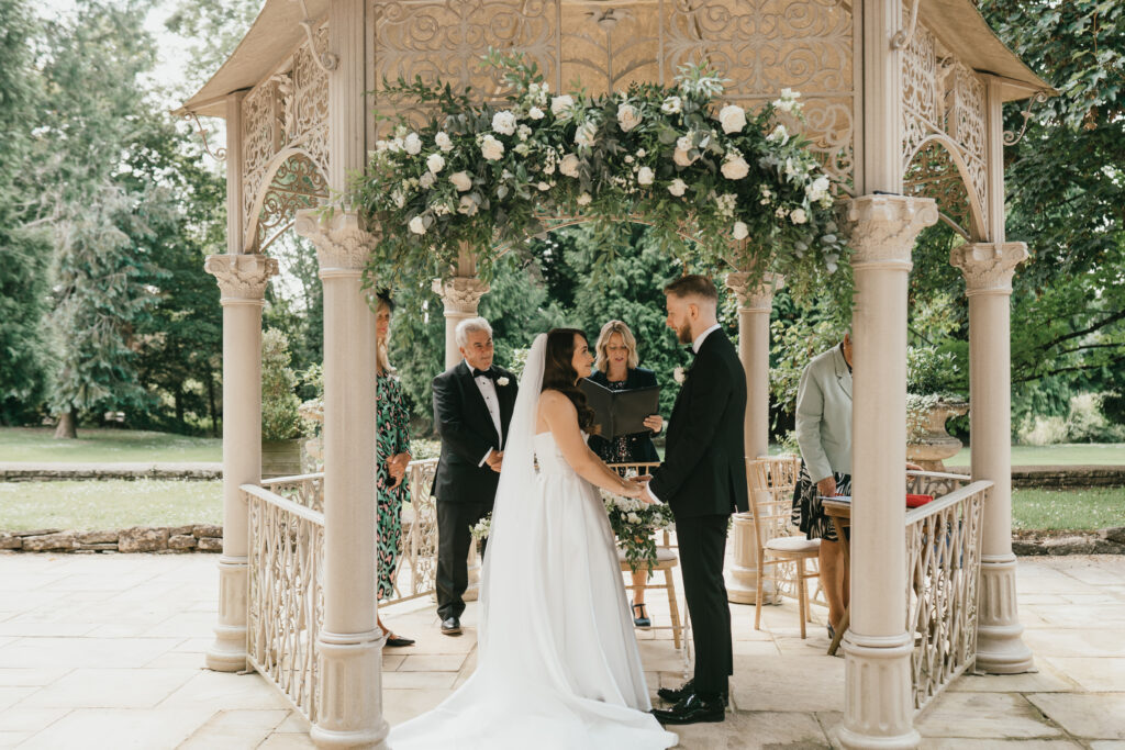 The pergola at Eastington Park for ourdoor ceremony by Cotswolds wedding photographer