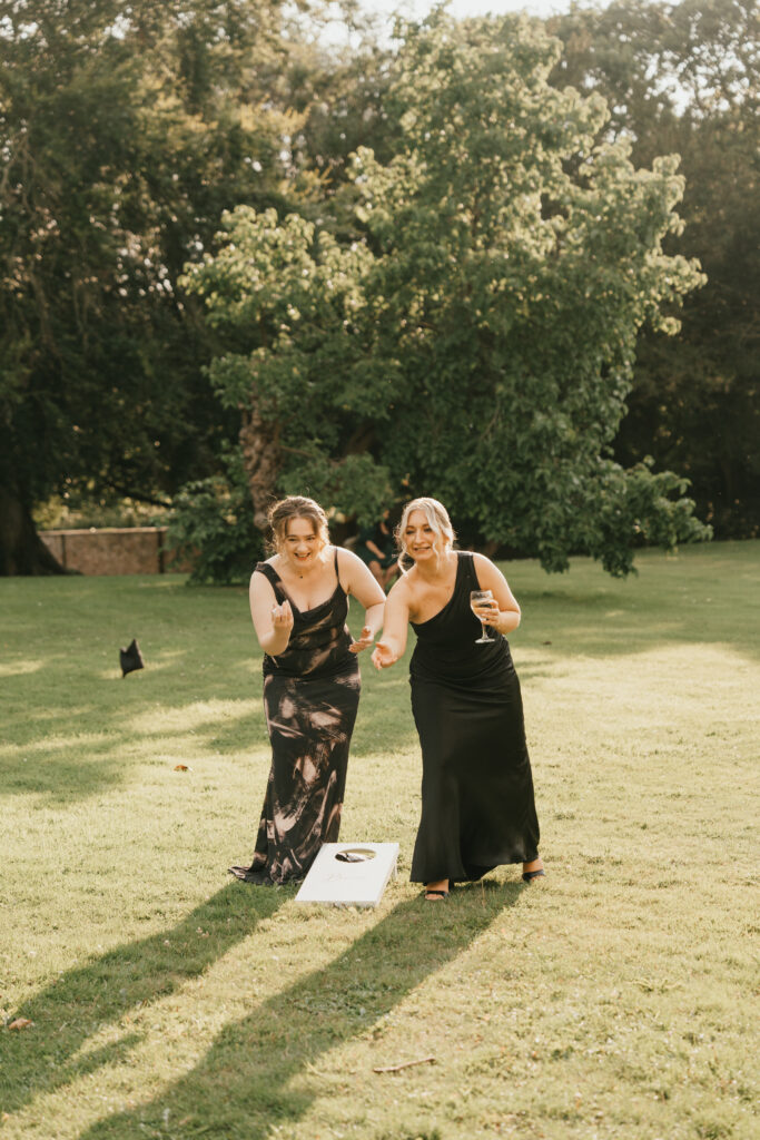 Cocktail hour at Eastington Park in Summer by Cotswolds wedding photographer