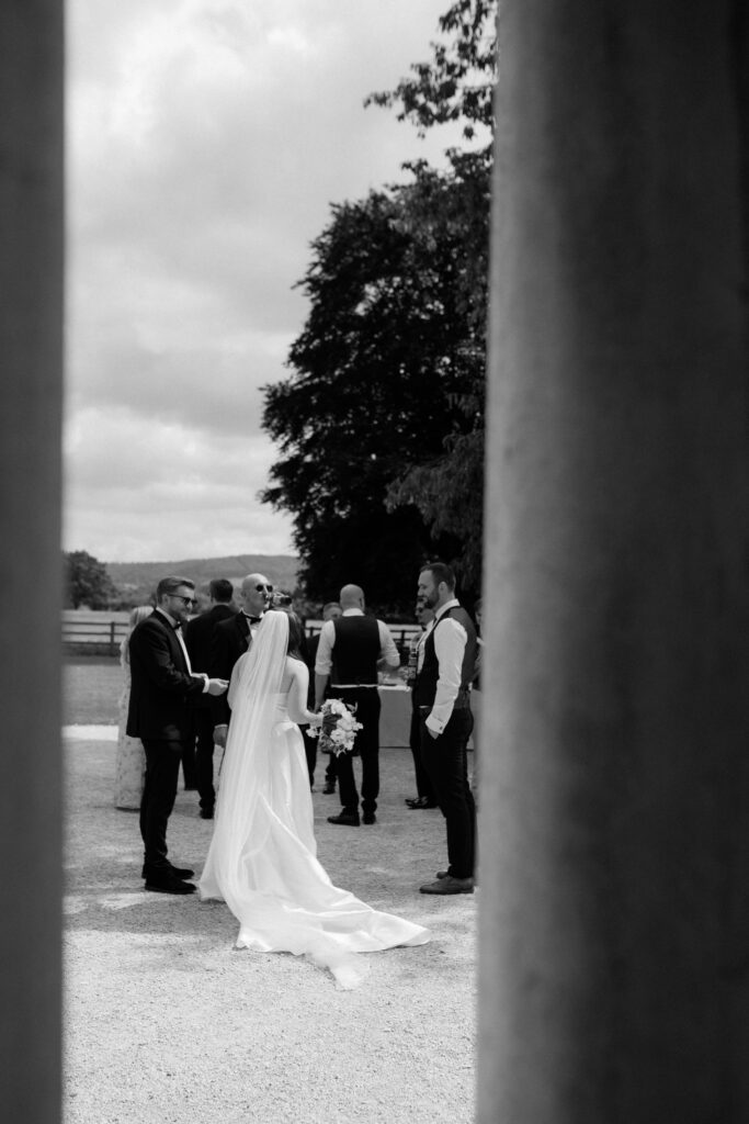 Cocktail hour at Eastington Park in Summer by Cotswolds wedding photographer