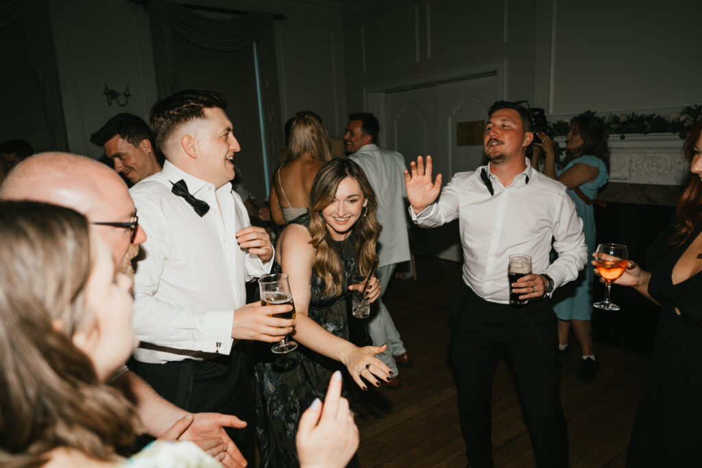 Evening wedding reception at Eastington Park by Cotswolds wedding photographer
