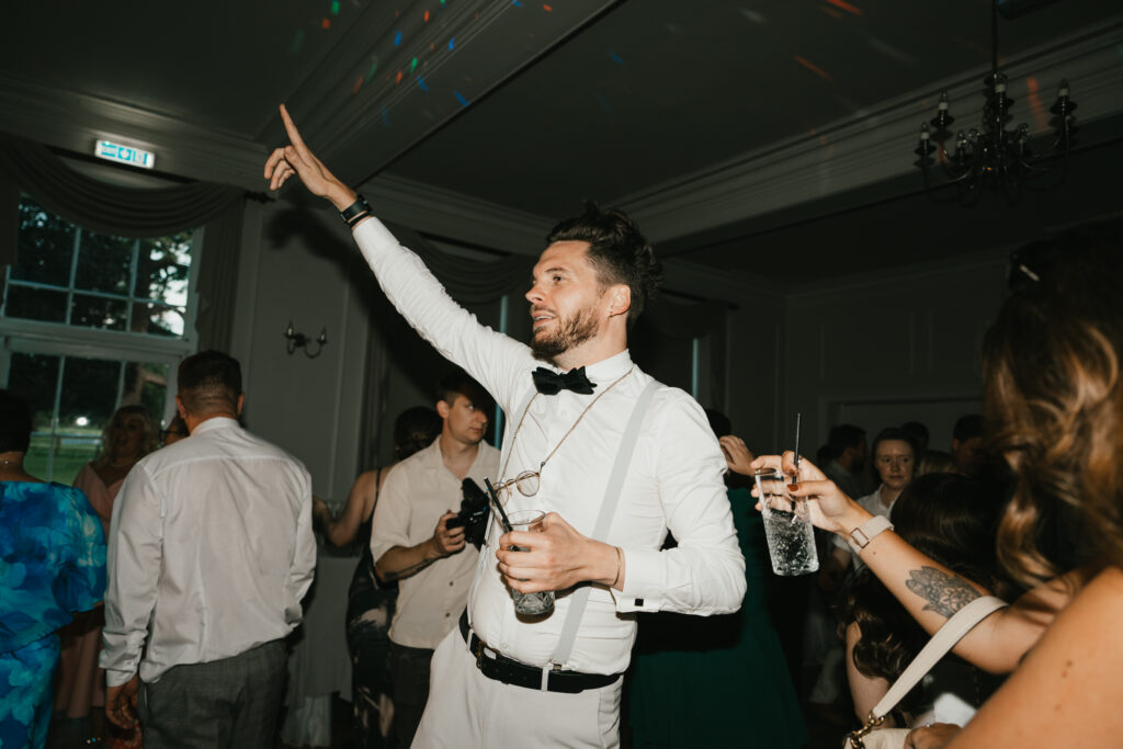 Evening wedding reception at Eastington Park by Cotswolds wedding photographer