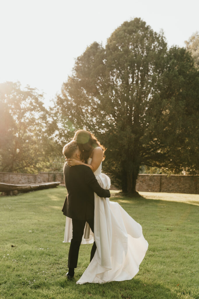 bride and groom portraits at Eastington Park by Cotswolds wedding photographer