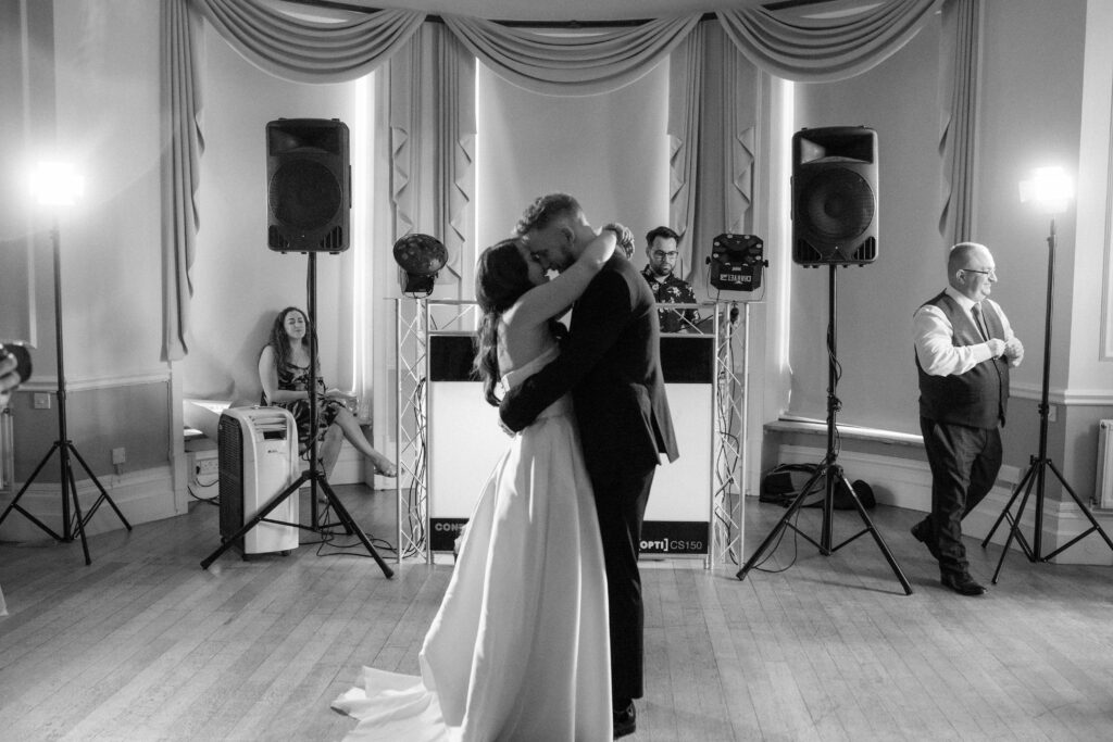 Evening wedding reception at Eastington Park by Cotswolds wedding photographer