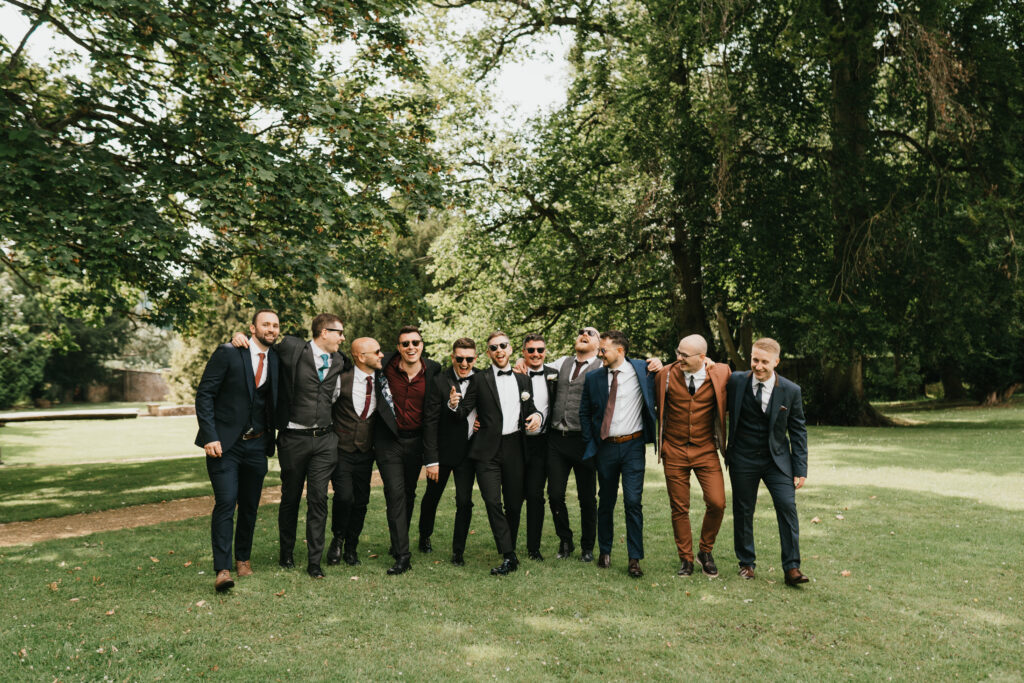 Groomsmen portraits at Eastington Park by Cotswolds wedding photographer