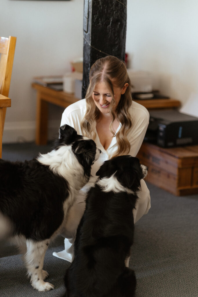 bridal prep at home for barns & yard wedding in summer
