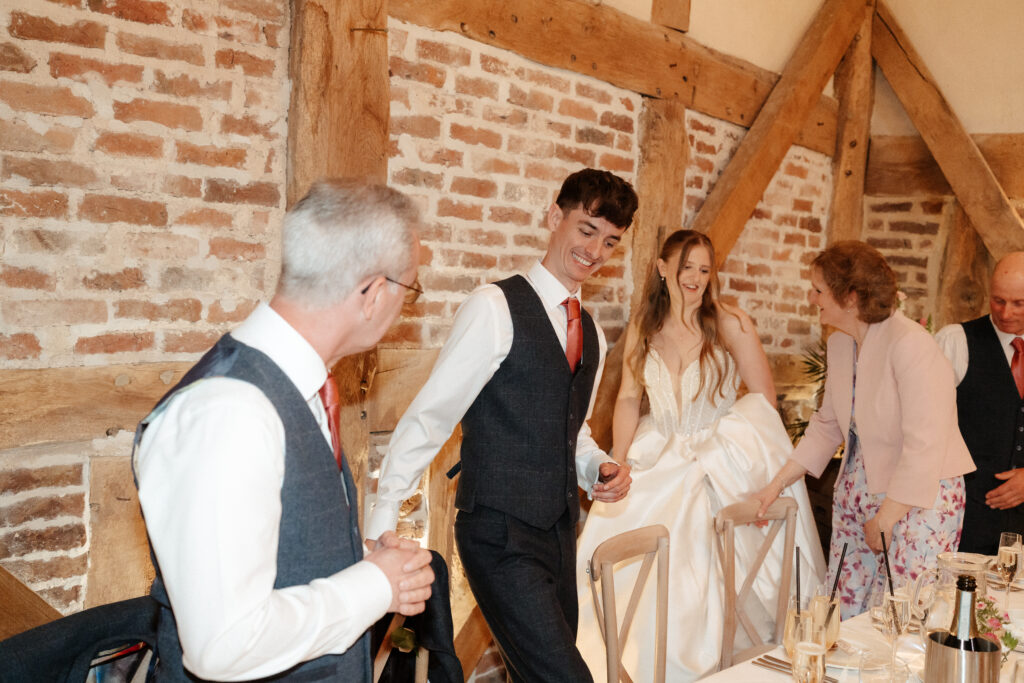 Barns and yard wedding reception speeches at Threshing barn