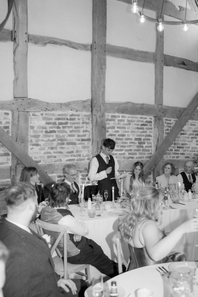 Barns and yard wedding reception speeches at Threshing barn
