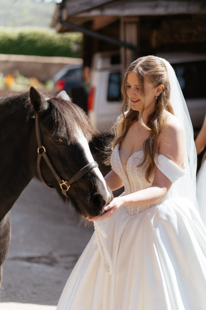 bridal prep at home for barns & yard wedding in summer