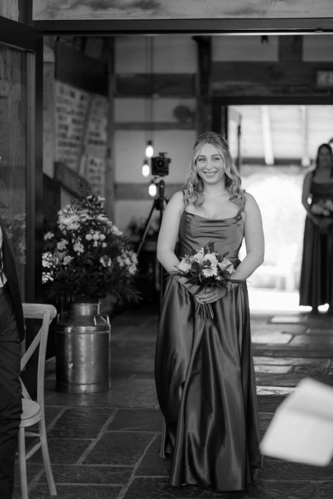 Ceremony in Threshing Barn at Barns & Yard wedding