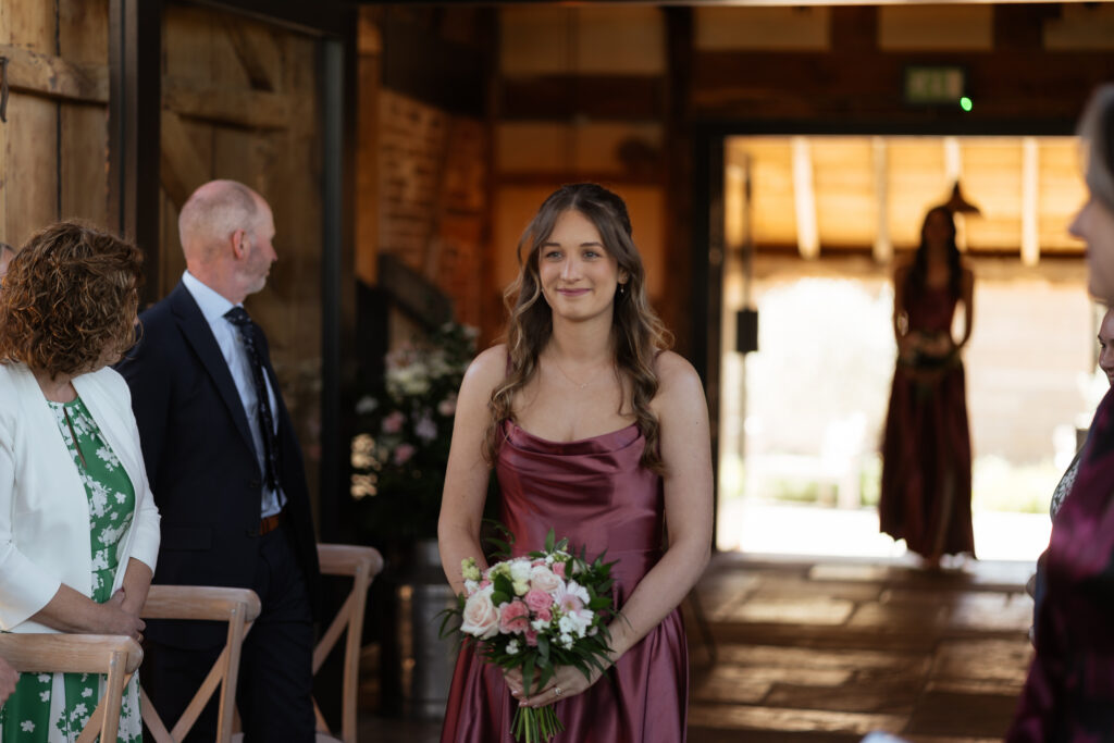 Ceremony in Threshing Barn at Barns & Yard wedding