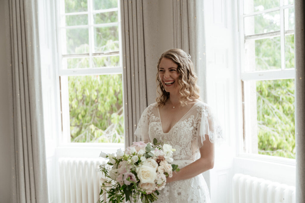 Bridal prep at Eastington park by Cotswolds wedding photographer