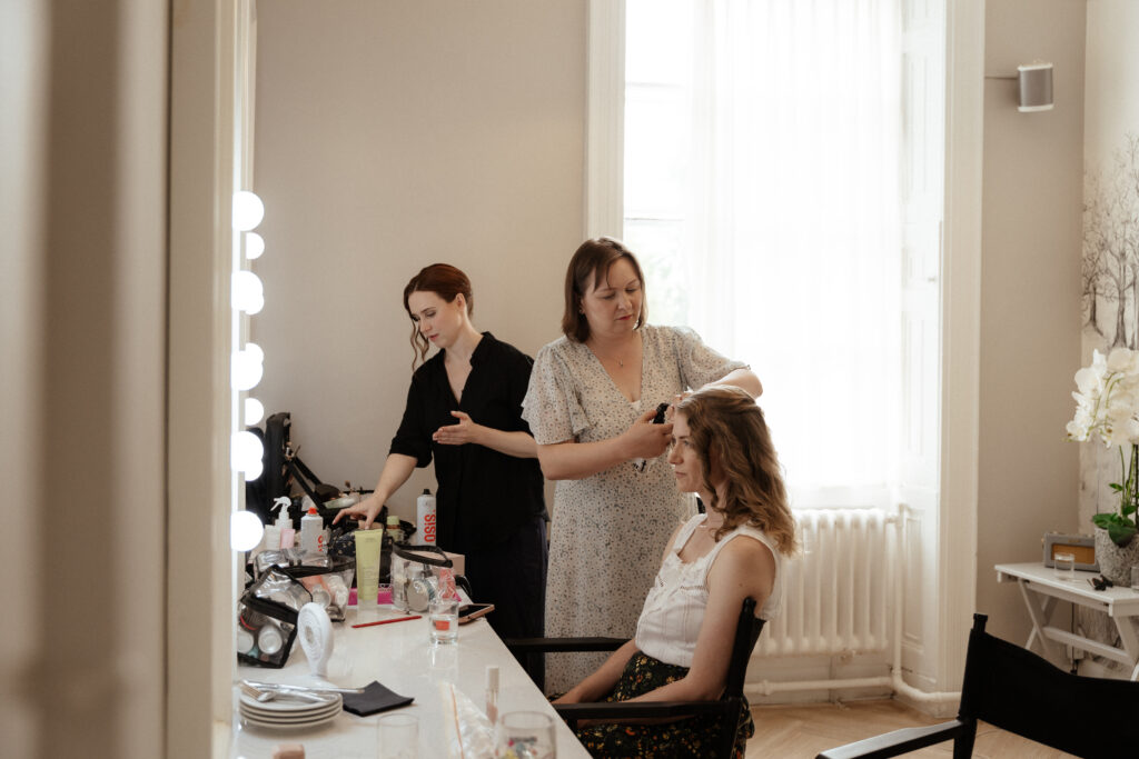 Bridal prep at Eastington park by Cotswolds wedding photographer