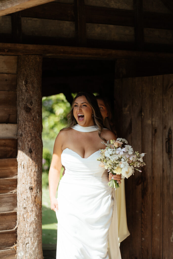 first look at the water garden at kiftsgate court gardens by cotswolds wedding photographer