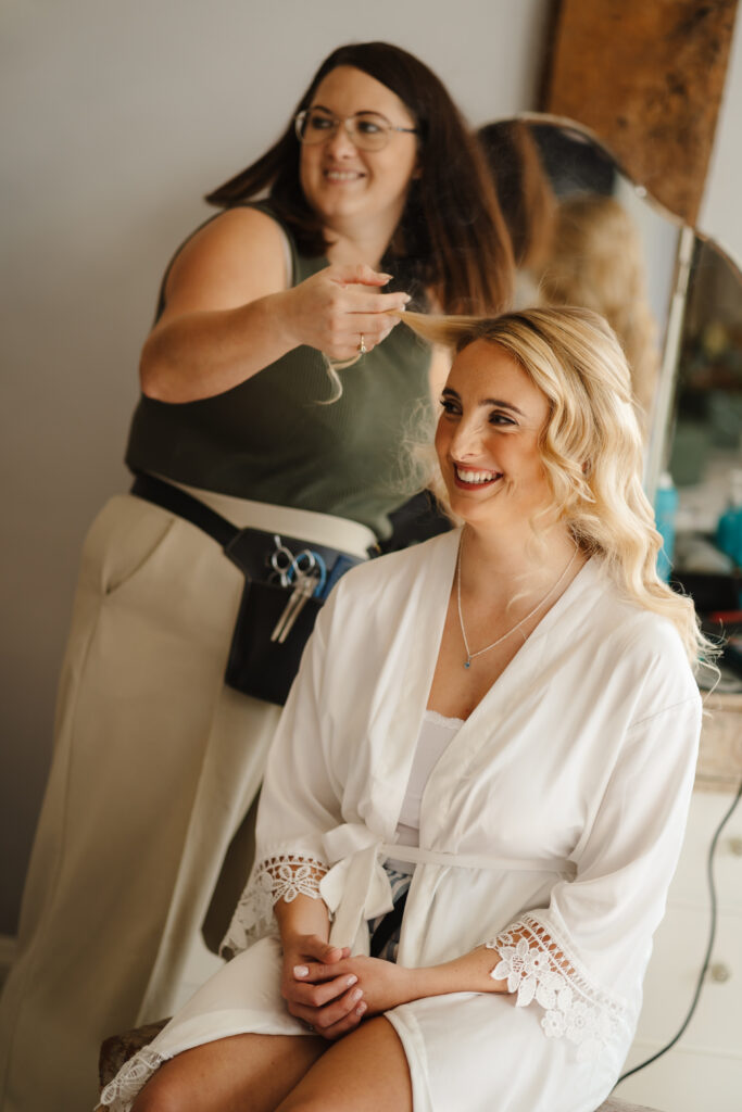 bridal prep at brinsop court for autumn wedding by hereford wedding photographer