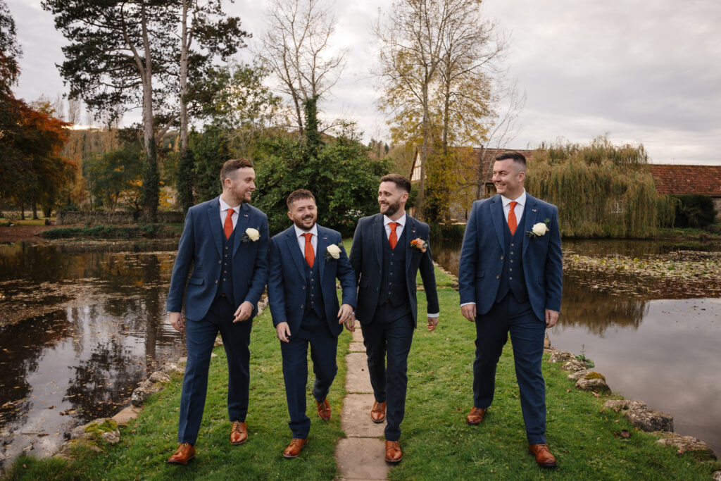 blue hour formal portraits at brinsop court for autumn wedding by hereford wedding photographer