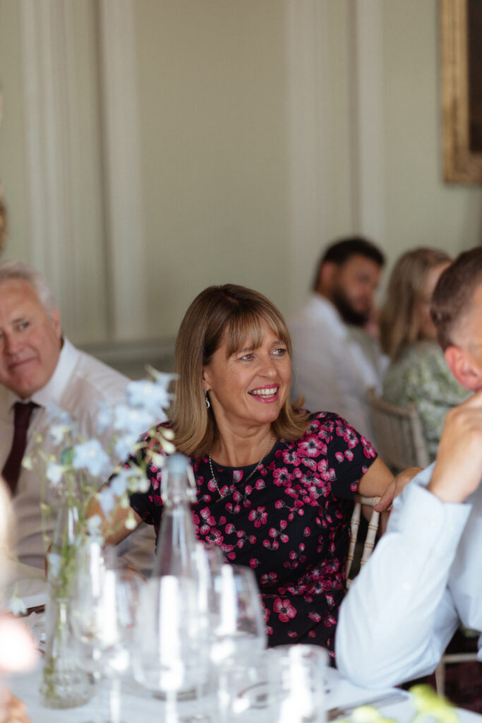 Davenport House wedding photos taken by Cotswolds wedding photographer at wedding reception in dining room
