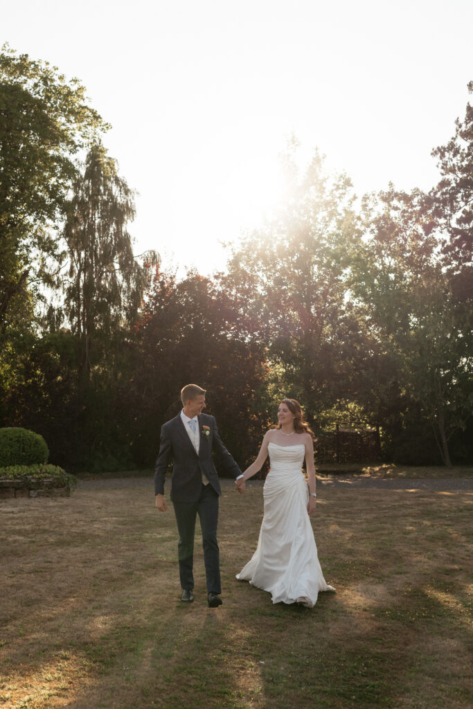 Davenport House wedding photos taken by Cotswolds wedding photographer at golden hour for couple portraits