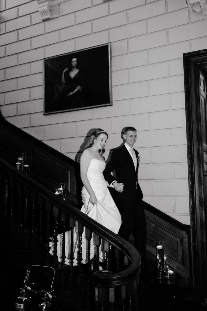 Davenport House wedding photos taken by Cotswolds wedding photographer at evening dancefloor for first dance