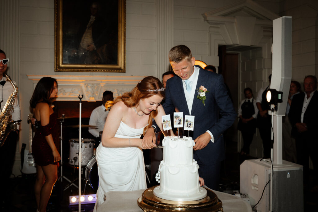 Davenport House wedding photos taken by Cotswolds wedding photographer at evening dancefloor for first dance