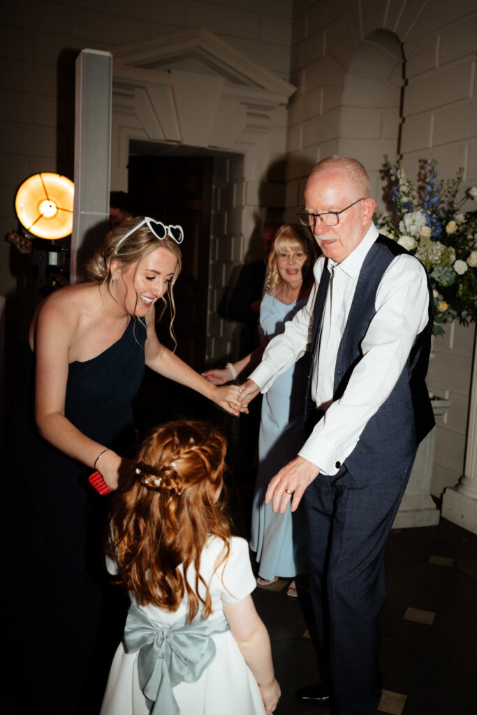 Davenport House wedding photos taken by Cotswolds wedding photographer at evening dancefloor for first dance