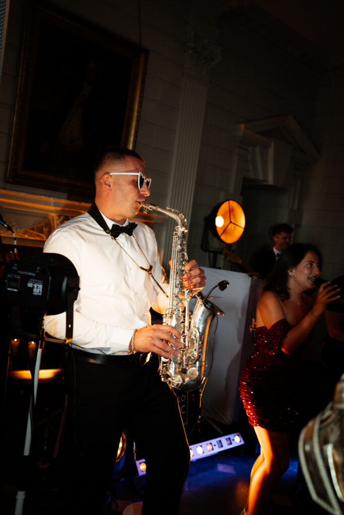 Davenport House wedding photos taken by Cotswolds wedding photographer at evening dancefloor for first dance