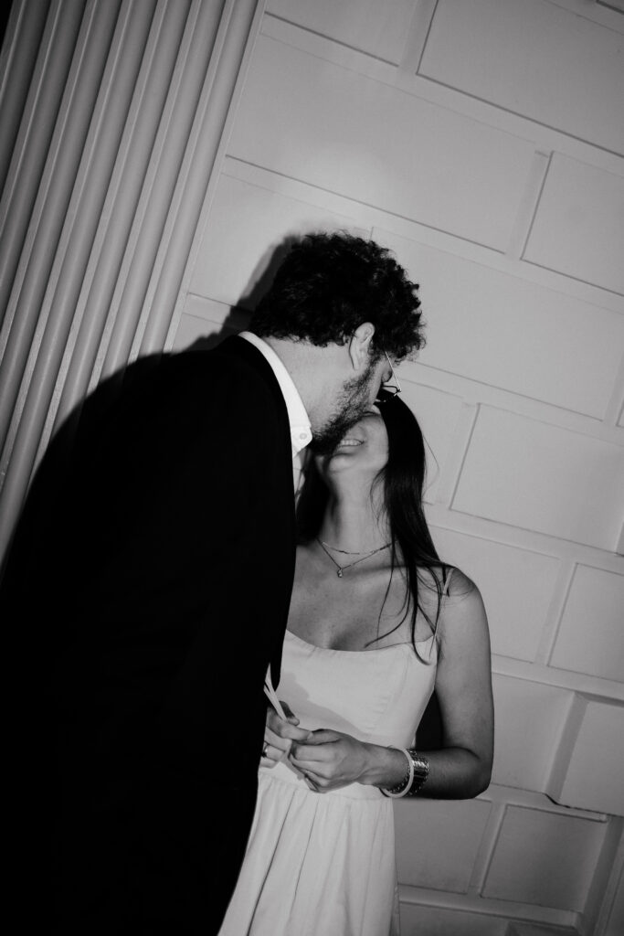Davenport House wedding photos taken by Cotswolds wedding photographer at evening dancefloor for first dance