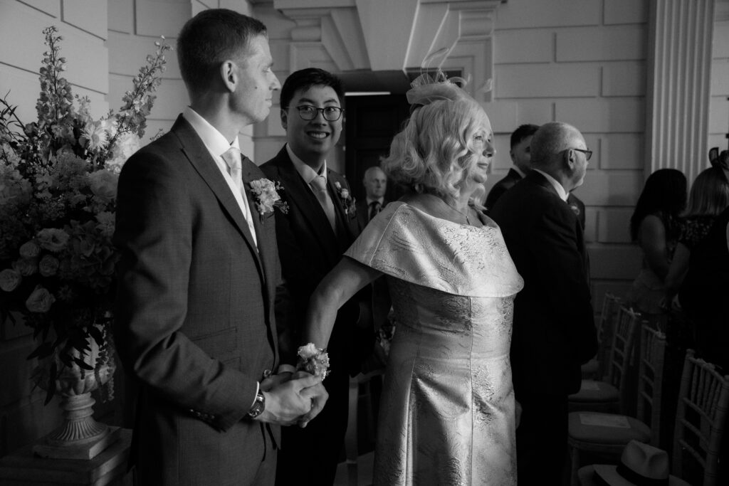 Davenport House wedding photos taken by Cotswolds wedding photographer at ceremony in the grand hall