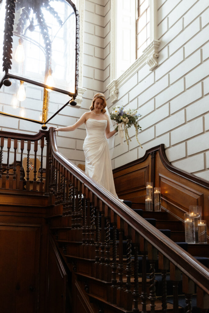 Davenport House wedding photos taken by Cotswolds wedding photographer at ceremony in the grand hall