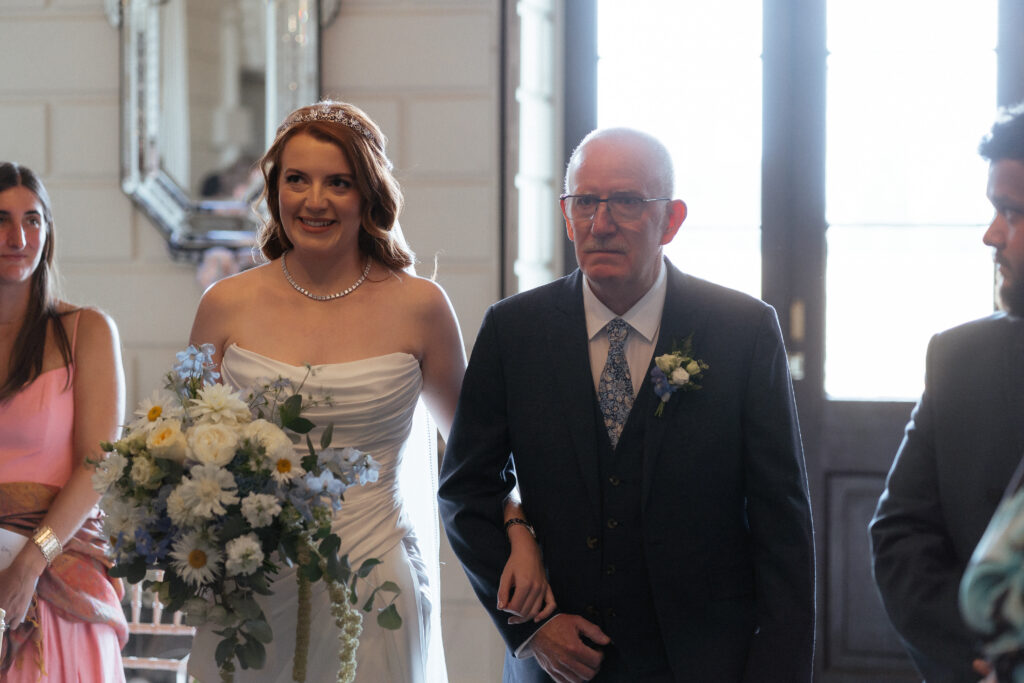 Davenport House wedding photos taken by Cotswolds wedding photographer at ceremony in the grand hall