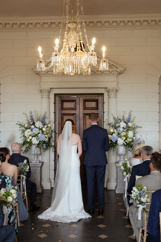 Davenport House wedding photos taken by Cotswolds wedding photographer at ceremony in the grand hall