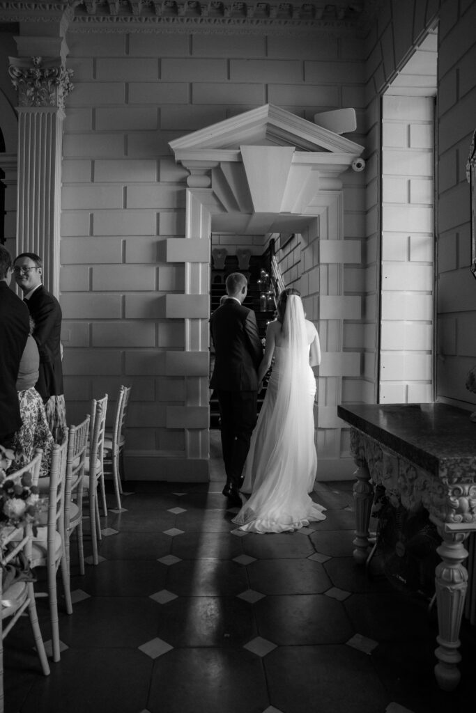 Davenport House wedding photos taken by Cotswolds wedding photographer at ceremony in the grand hall