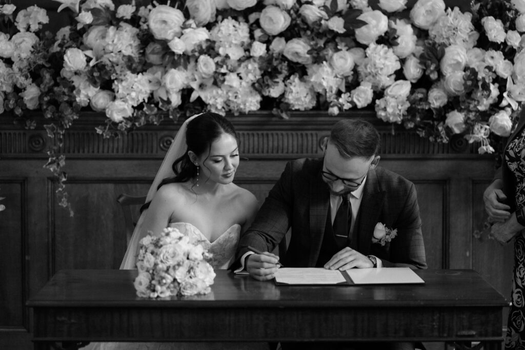 guildhall ceremony in council chamber for bath wedding photographed by Cotswolds wedding photographer