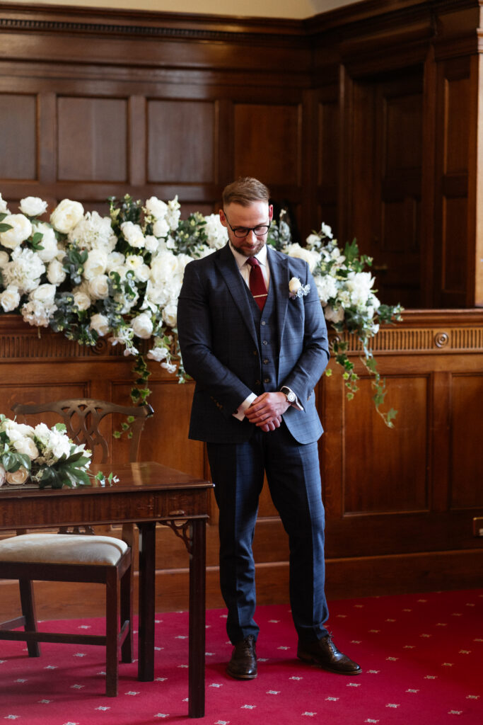 guildhall ceremony in council chamber for bath wedding photographed by Cotswolds wedding photographer